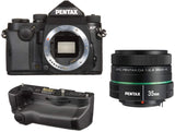 Pentax KP 24.32 Ultra-Compact Weatherproof DSLR Camera (Black) with Pentax 35mm DA L f/2.4 AL Lens and Pentax D-BG7 Battery Grip